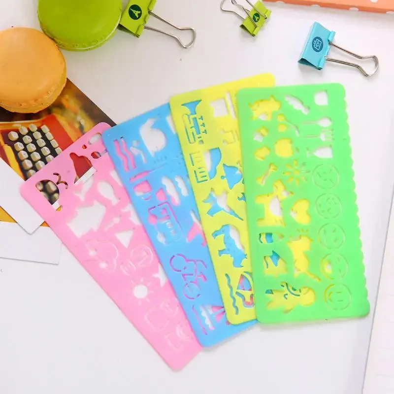 4pc Primary School Children's Painting Flower Stationery Ruler Template Kit