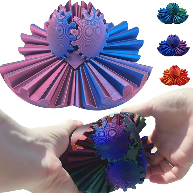 Gear Ball – Jouet rotatif imprimé 3D pour soulager le stress, l'anxiété – Jouet de bureau amusant pour adultes et enfants – Cadeau d'anniversaire, de Noël (arc-en-ciel, diamètre : 6,3 cm