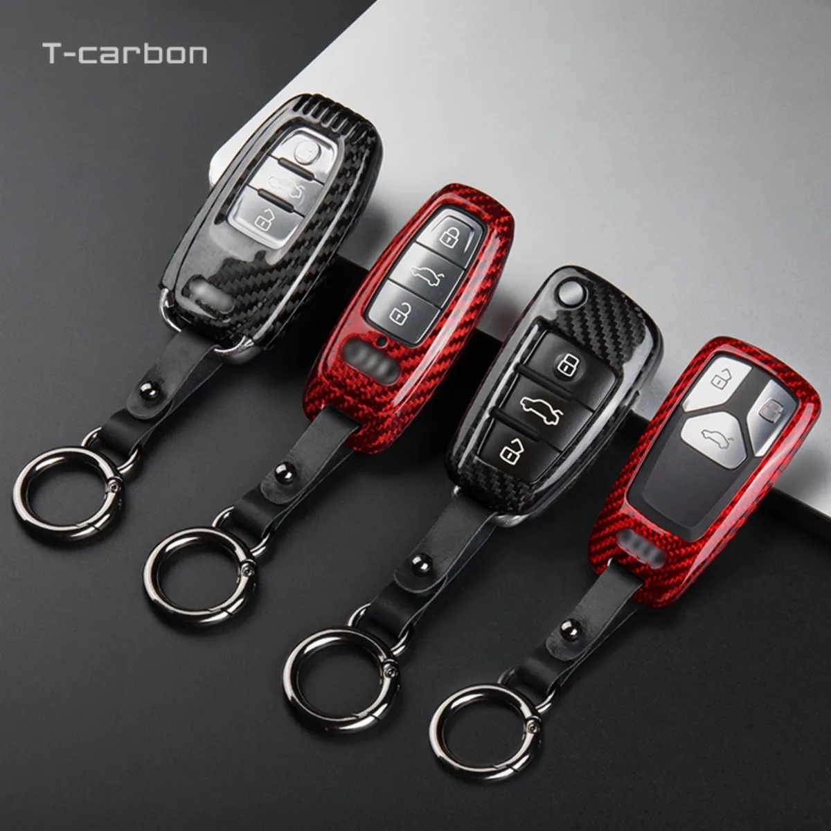 T-Carbon Carbon Fiber Car Folding Key Cover Full Case Shell For Audi A3 8L 8P A4 B6 B7 B8 C6 4F RS3 TT 8L 8V S3 C5 C6 Q3 Q7