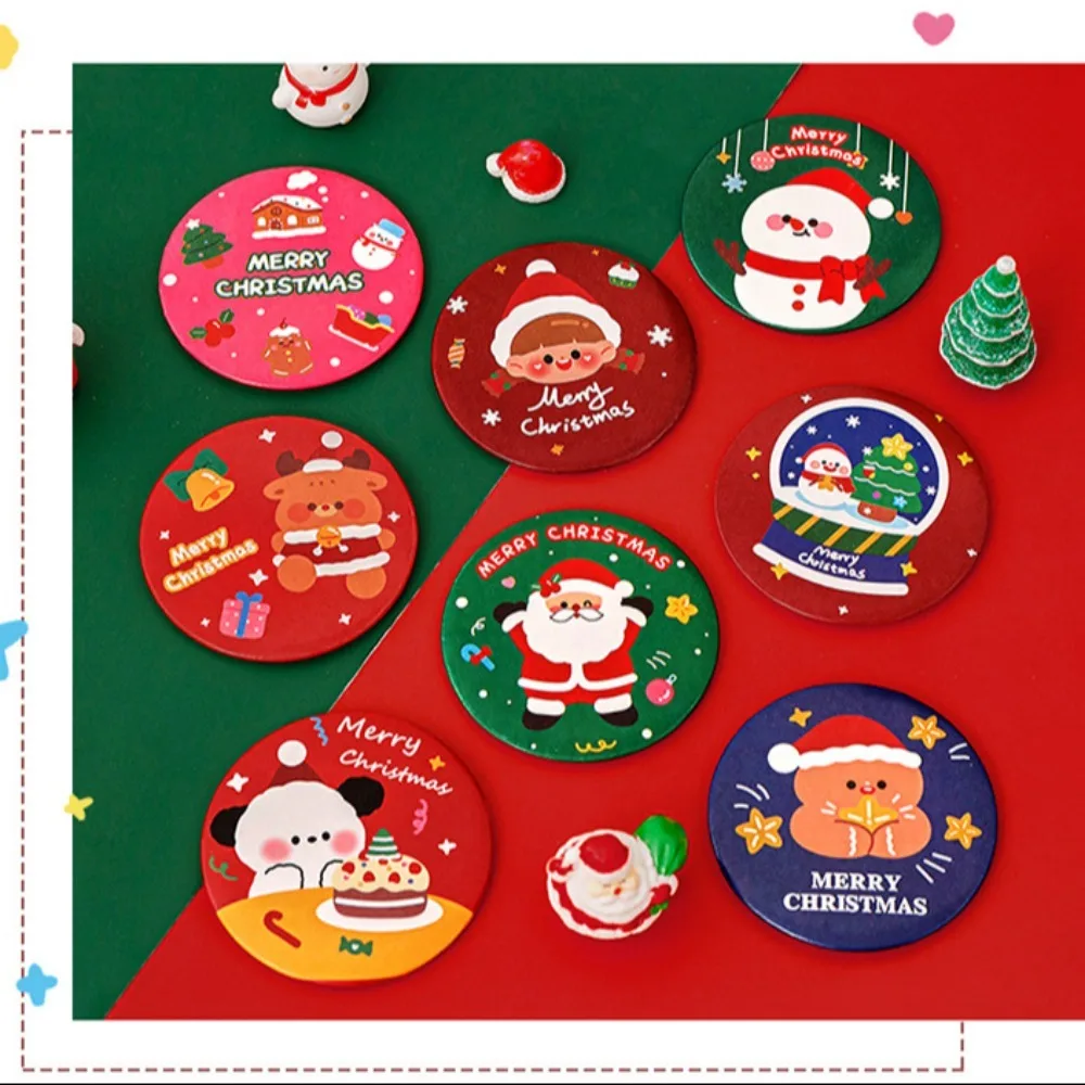 High Definition Compact Pocket Mirror Hand-held Easy To Carry Vanity Mirror Christmas Santa Claus Pocket Make-up Mirror Women