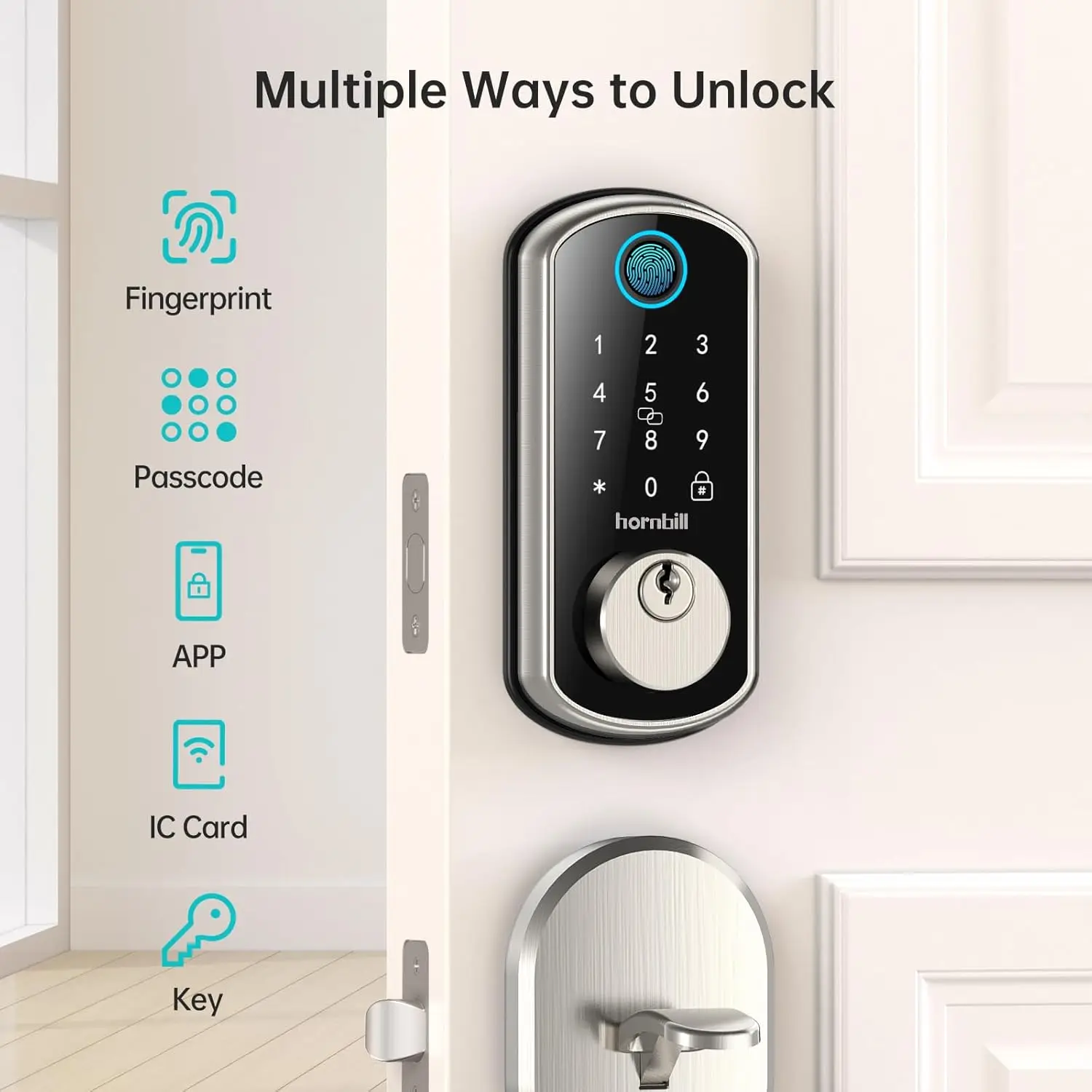 Smart WiFi Front Door Lock:Entry Fingerprint Deadbolt with Handle Set Electronic Digital Keypad Door Locks APP