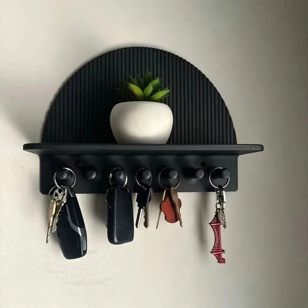 Multi-Functional 3D Printed Wall Mount Storage Rack Wavy Curved Wall Decor Door Back Organizer Key Rack Hallway