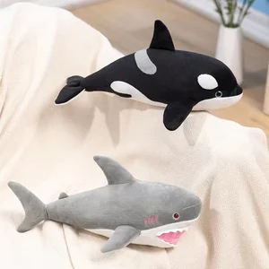 Marine Animals Plüschkissen für Kinder, simulierter Killerwal, großer Weiß, Hai, schön, schön, weich, Plüschpuppen, 40 cm, 50 cm Hauptverkäufe Tubarao White - №6