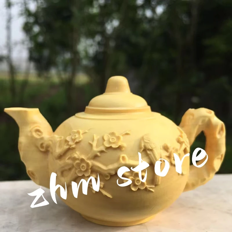 

Best Gifts/Keepsake,Chinese Quality Boxwood,Exqusite Carving Craft,Clearly Tree and Birds Pattern Decorate Tea Pot Tea Pet Craft