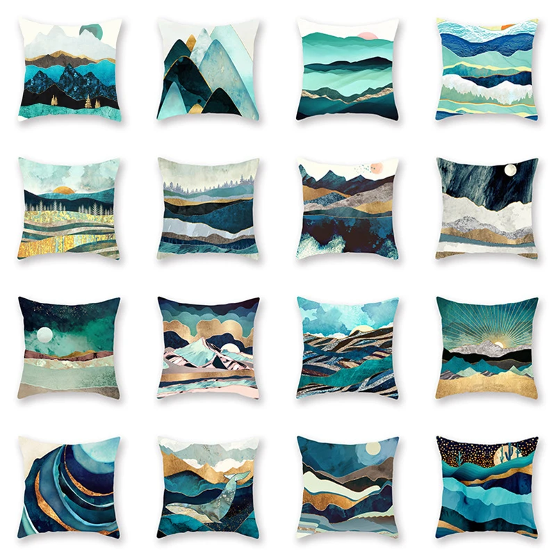 Abstract Geometry Mountain Sun Moon Creative Pillow Case Home Living Room Sofa Decoration Waist Cushion