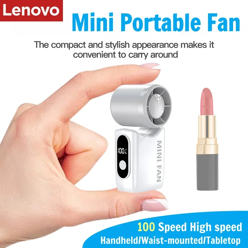 Lenovo Tragbarer Turbo Blattloser Handventilator Starker Wind Mini-Kühlventilator Eiskompression Wiederaufladbar Hochgeschwindigkeit für Outdoor