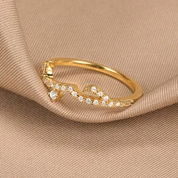 Fashion Classic Minimalism Stainless Steel Zircon Arabic Love Ring For Women Romantic Crystal Charm Jewelry Couple Wedding Gifts