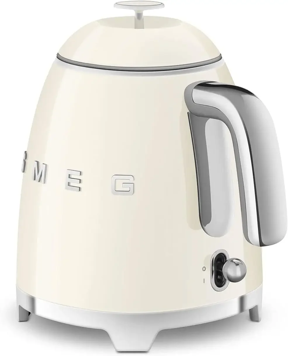 Mini 50's Retro Style 3 Cup Electric Kettle with Double Wall Anti Slip Base and Water Level Indicator (Cream)