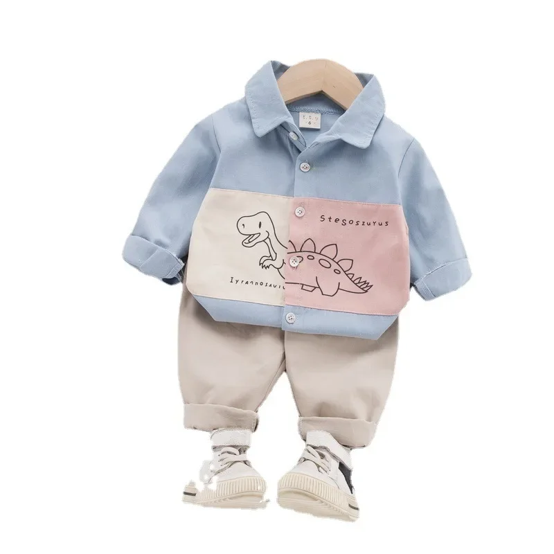 Ensemble chemise et pantalon en coton imbibé pour enfants, costume décontracté pour tout-petits, survêtement pour enfants, vêtements pour bébé fille, tenues pour garçons, nouveau, printemps, automne, 2 pièces