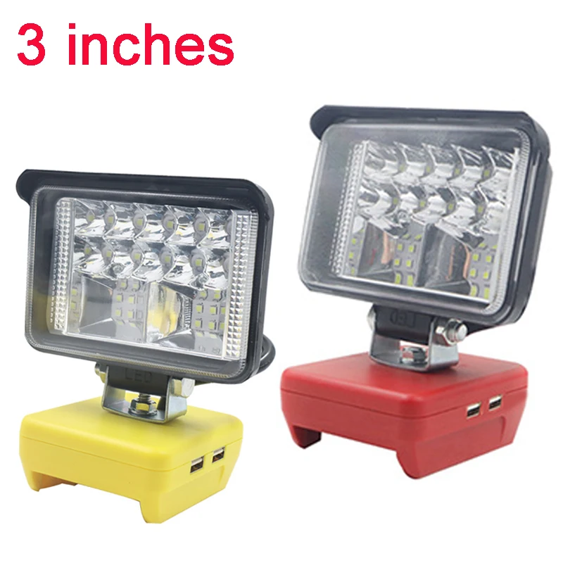 Car LED Work Lights Flashlight Electric Torch Spotlight For Dewalt DCB206 DCB609 18V 20V 60V For Milwaukee Li-ion Battery DCB183