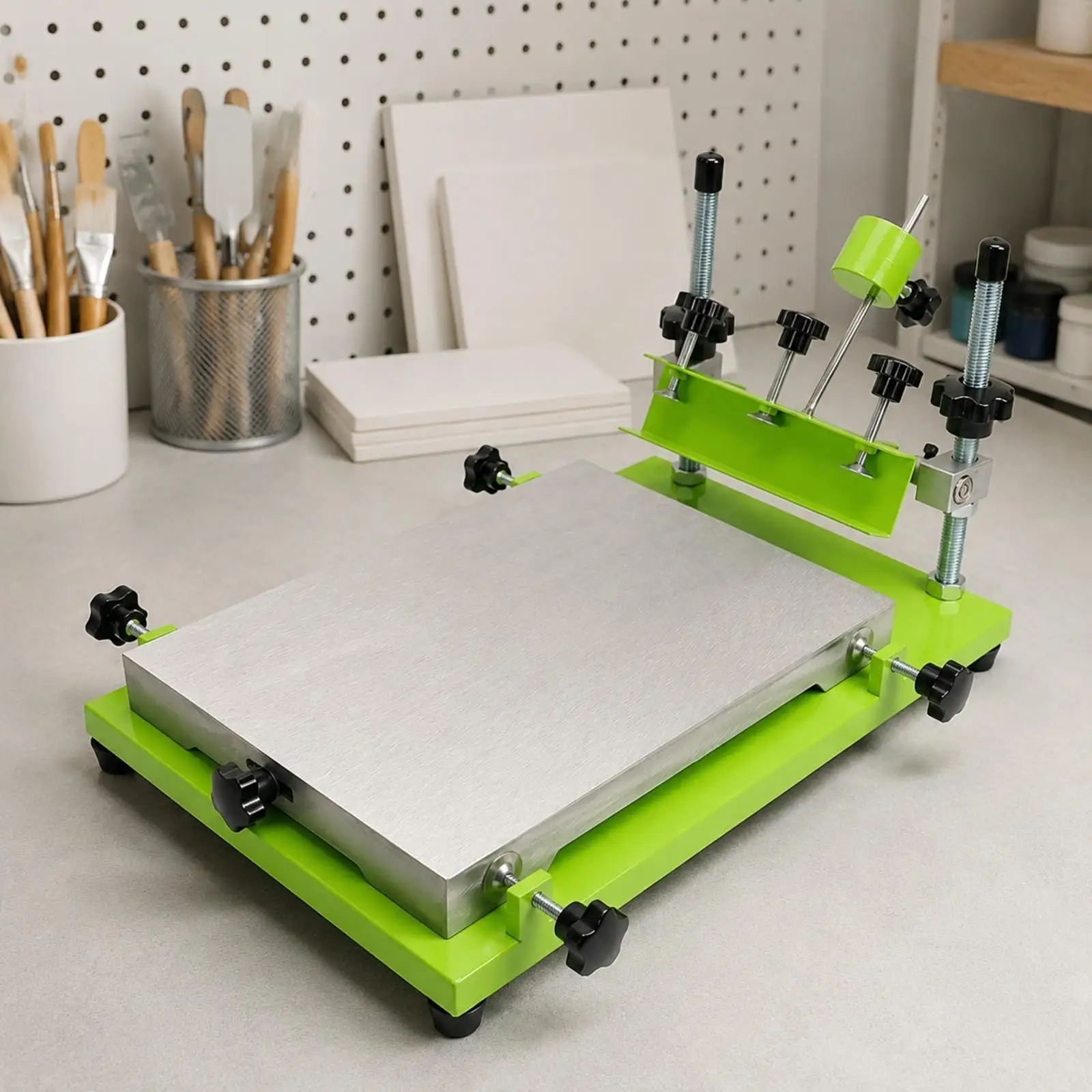 Manual Screen-Printing Press Adjustable Screen-Printing Press with Cast-Aluminum Worktable Accurate Positioning Heavy-Duty