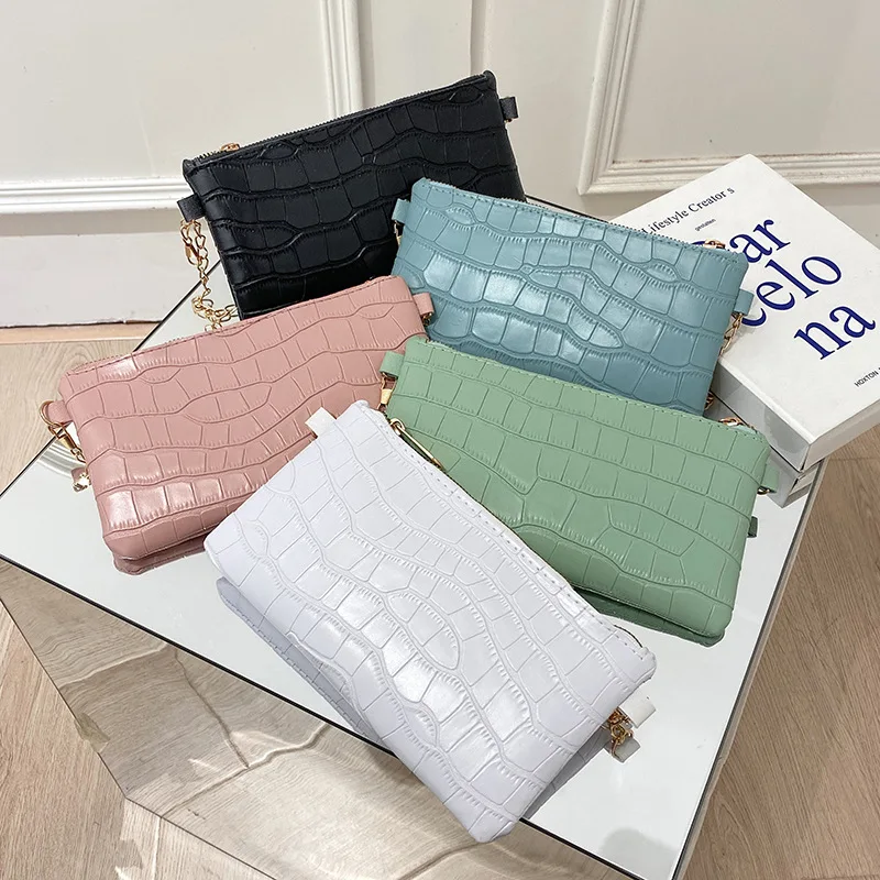 Carteira crossbody de cadeia quadrada pequena para mulheres, bolsa feminina, 2023