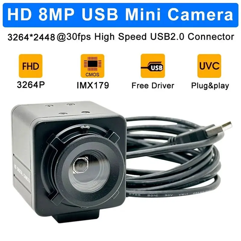 3X Industrial 4K USB Webcam PC Laptops Video 8MP Autofocus USB Camera IMX179 Sensor OTG UVC Plug & Play-ABIU