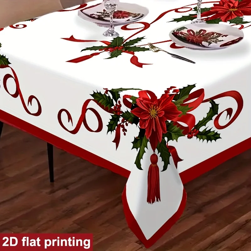 1 Stück Frühlings-/Sommer-Tischdecke, rundes/rechteckiges Design, geeignet für Weihnachts-/Neujahrsdekorationen – Detail 5