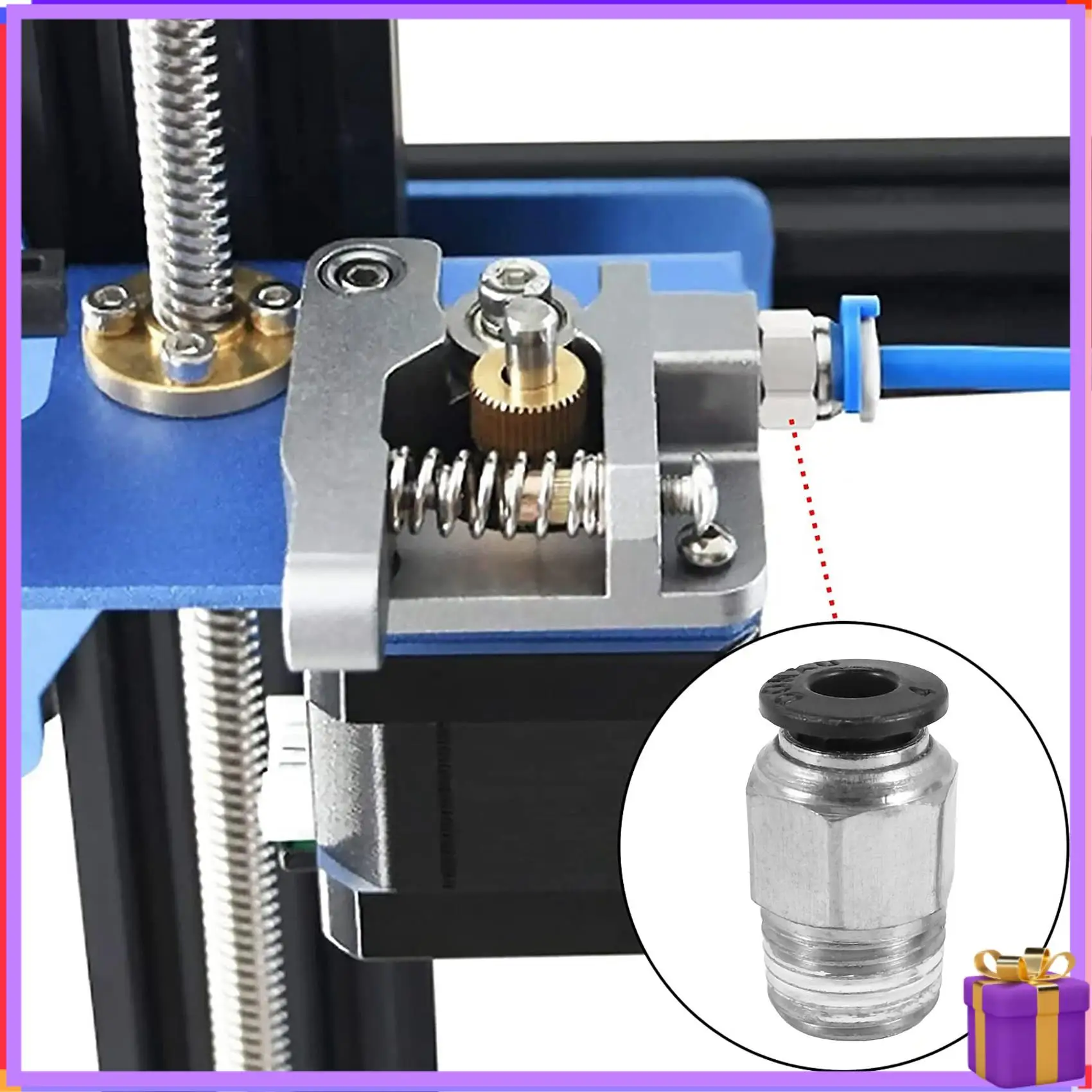 Tubo de ptfe avançado tubo azul ptfe (1,5 metros) com 3 peças de acessórios Pc4-M6 e 3 peças Pc4-M10 macho reto pneumático pefe