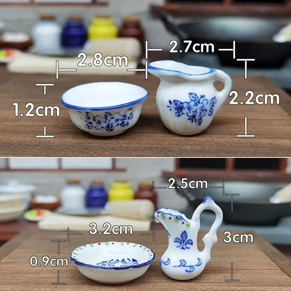 2pcs/set Mini Doll House Accessories Ceramic 10 Styles Pocket Tea Set China Tea Cup