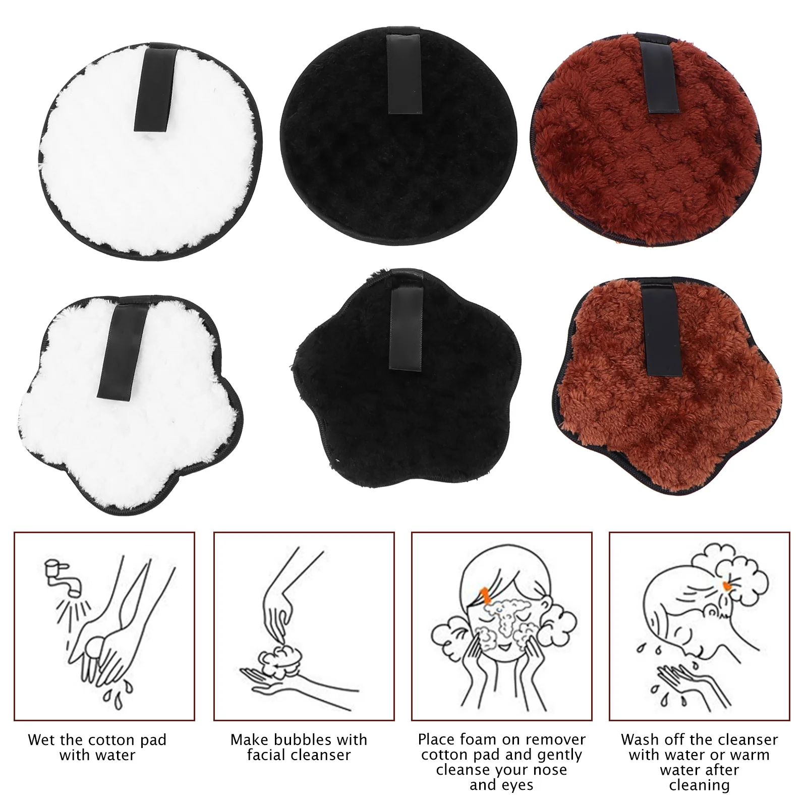 6Pcs Makeup Removing Puff Face Cleaning Sponge Dual-Sided Skin Scrubber Puff for Deep Pore Cleansing Facial Care Tool