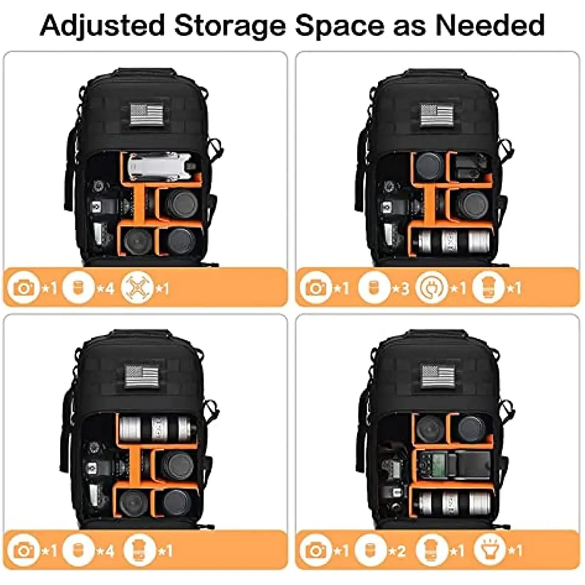 Mirrorless Photography Camera Backpack Case com Suporte para Tripé, Compartimento para Laptop, DSLR, SLR, Canon, Nikon, Sony, 15-16"