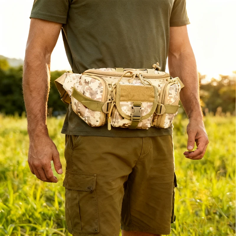 حقيبة خصر خارجية مقاومة للماء للرجال، حقيبة مولي مموهة للصيد والمشي لمسافات طويلة والتسلق، حقيبة رياضية بحزام قتالي في الهواء الطلق #2
