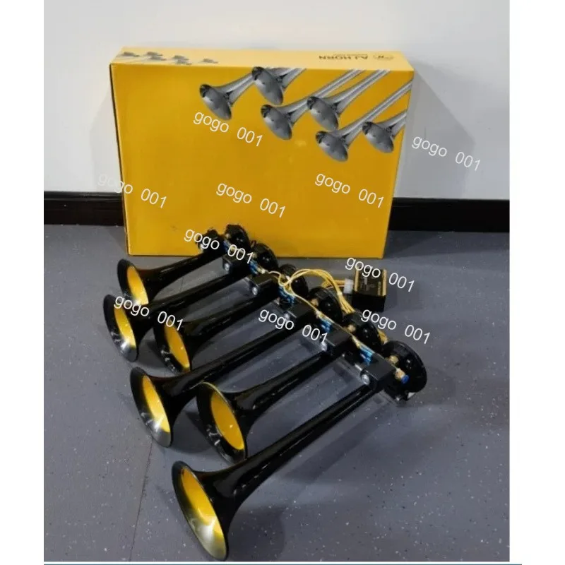 24V Six-Tube 36 Horn Air Control Musical Horn – Bus Train Air Horn, Loud Six Pipe Whistle for Truck Lorry Boat