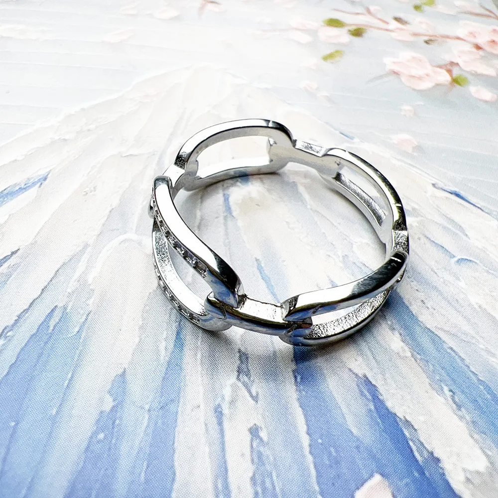 Ring Linked Design Europe Fine Jewelry For Women Brand New Real 925 Sterling Silver Trendy Fashion Gift