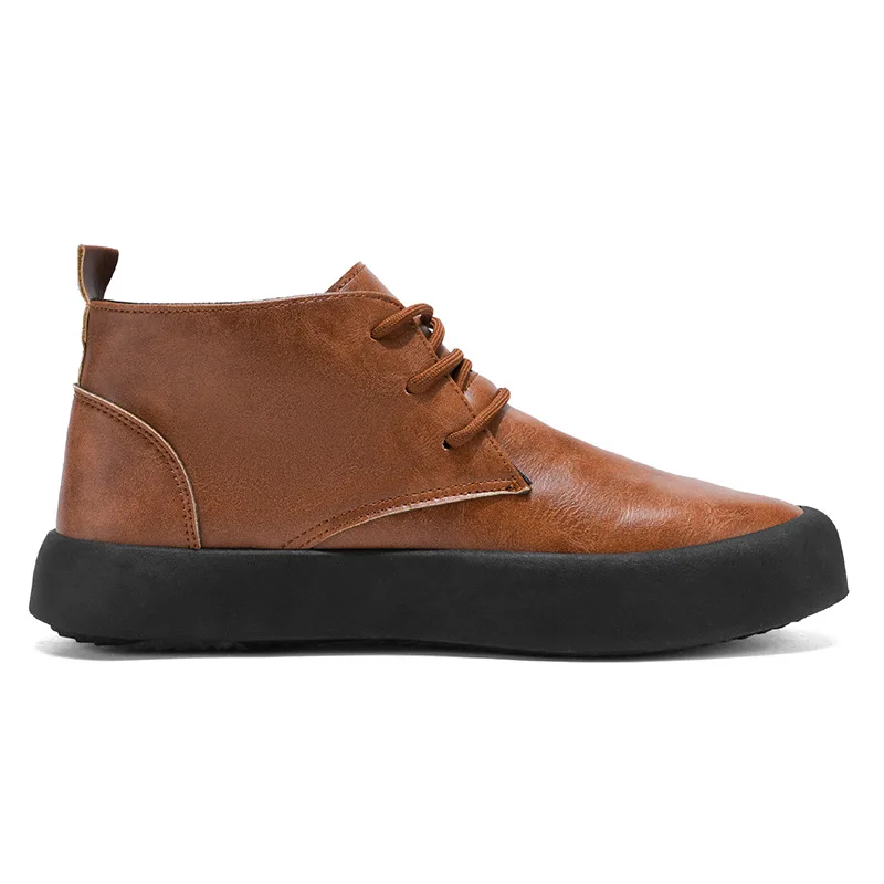 Fashion Men's Mid Top Ankle Boots British Style Casual Shoes Slip On Comfortable Durable Non-Slip Urban Wear Daily Walking Shoes