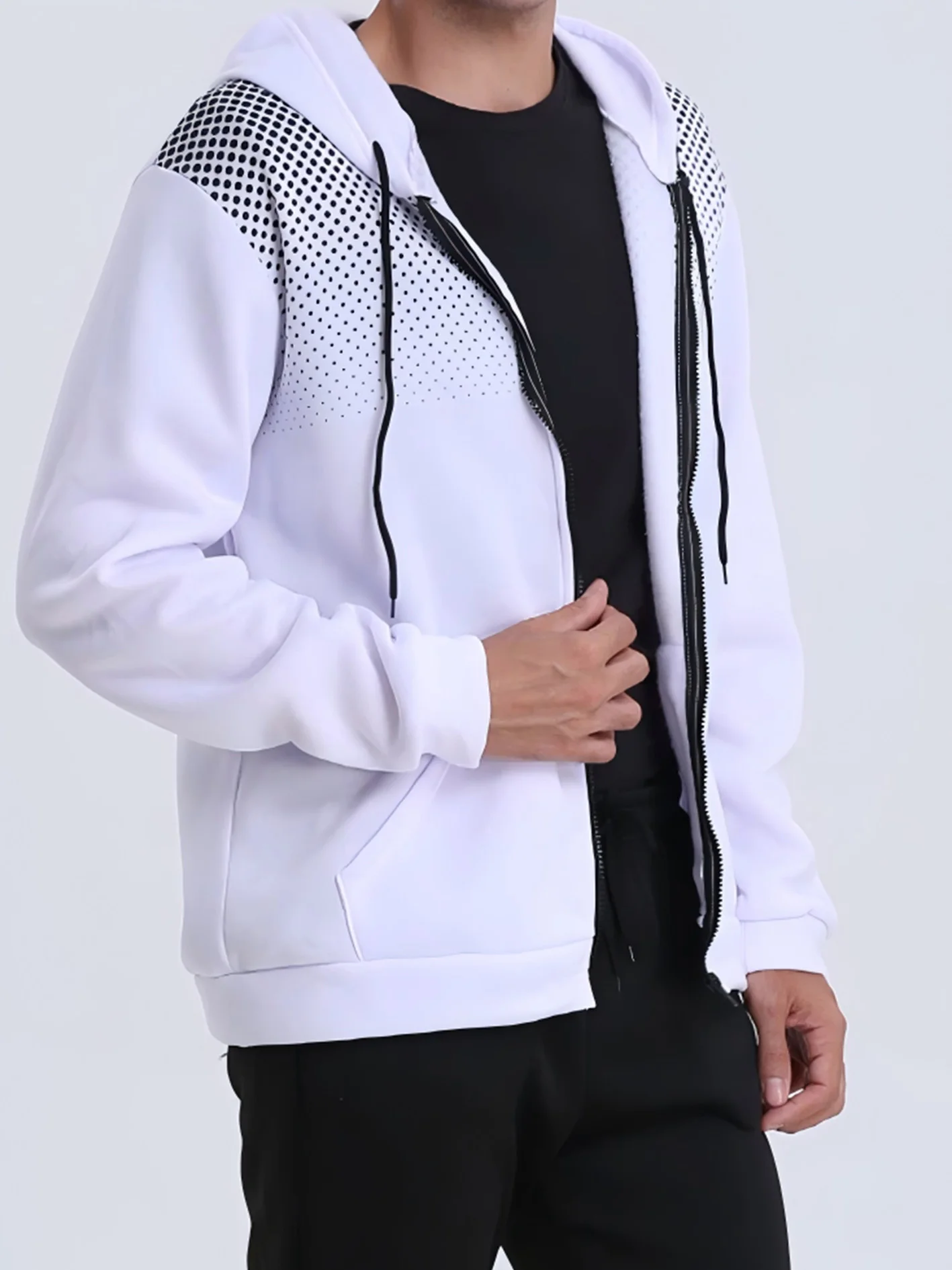 Herren-Hoodie mit Reißverschluss für Herbst und Winter, mit Kängurutasche, atmungsaktiv, lässig, ideal zum Laufen, Wandern, für Ausflüge, Dates und das Fitnessstudio – Detail 4