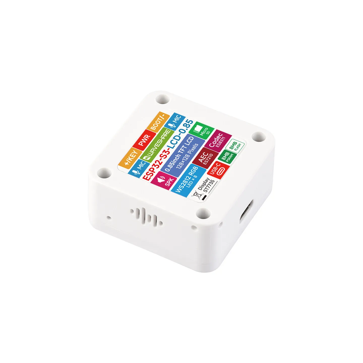 ESP32-S3 Development Board with 0.85-inch LCD Screen, RGB LED & Dual Microphone Array, Supports Xiaozhi AI