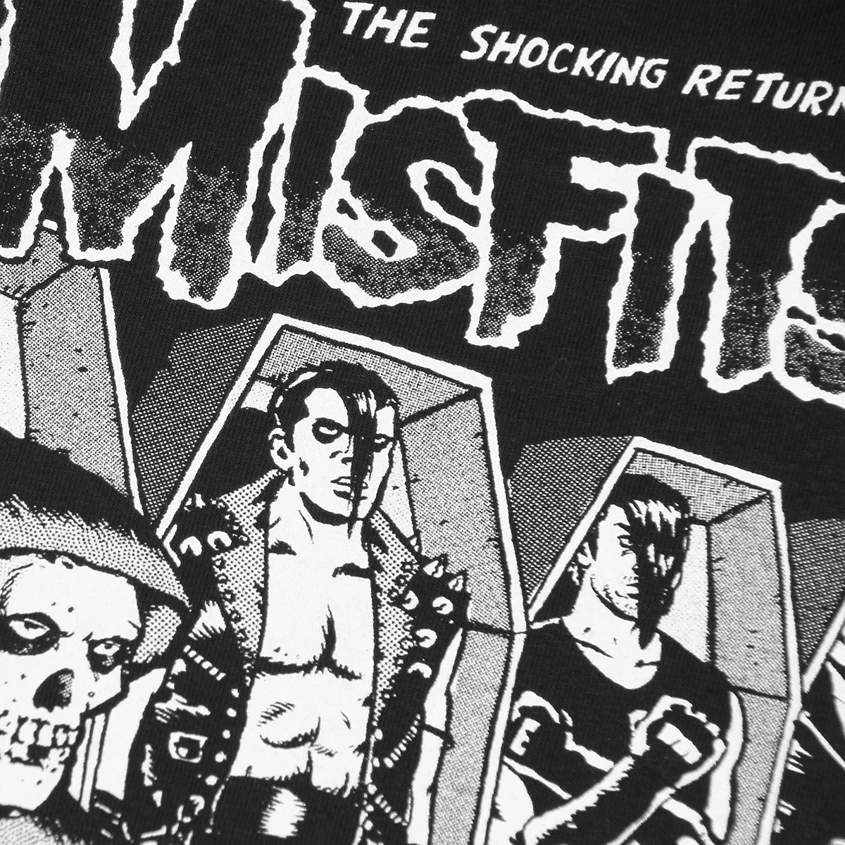 Misfits T-Shirt The Shocking Return of The Misfits Hardcore Punk Black Flag Black Men\'s Clothing Short Sleeve Cotton Tee Shirt