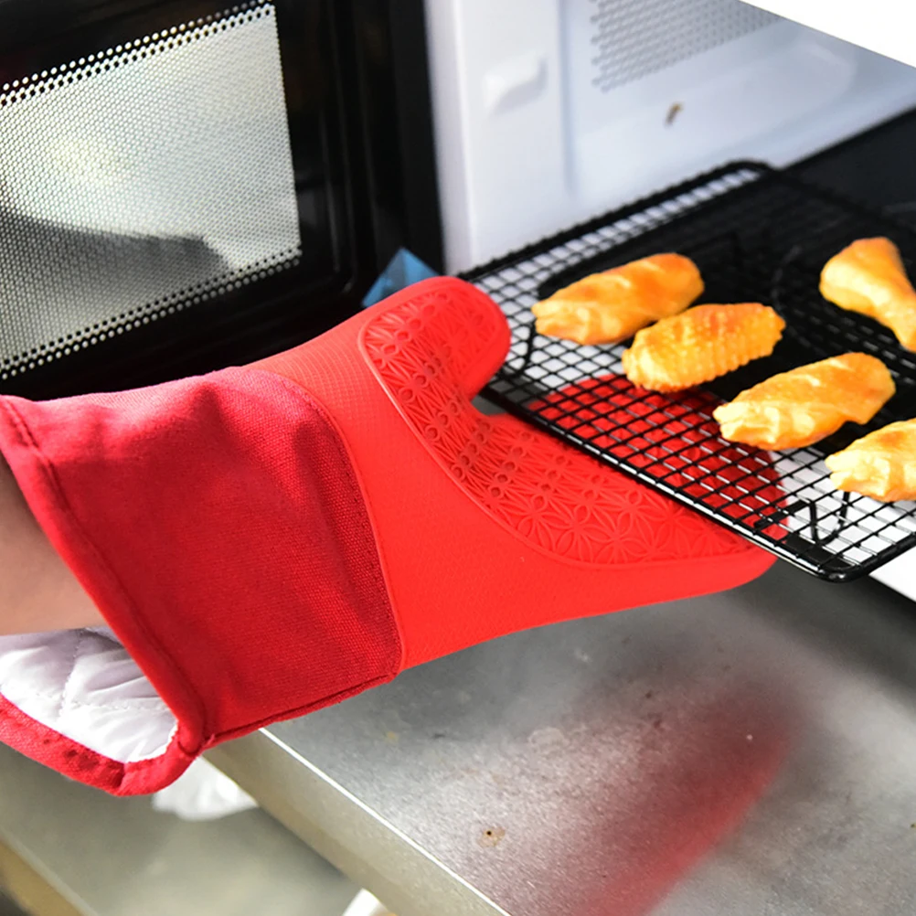 

Heat Resistant Gloves Microwave Oven Mitt Insulation Non-Slip Kitchen Protection for Cooking Grilling