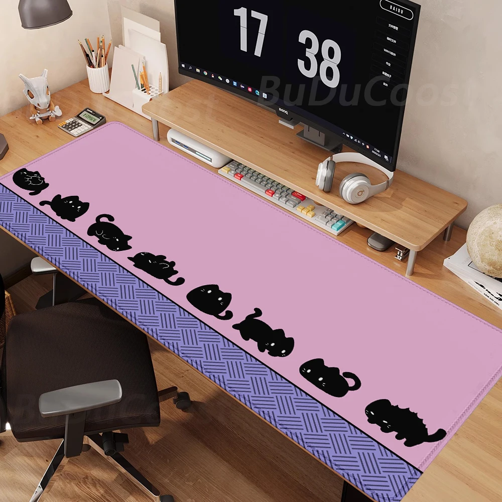 Purple Cat Cute Anime electronic sports Table mats Lock edge Locking Computer Office 400x900 High definition printing Mouse Pad