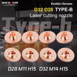 High Speed Laser Nozzles D28 32mm M11 M14 Double Layer Chrome Plated for Raytools WSX HSG HANS Precitec Laser Head Parts