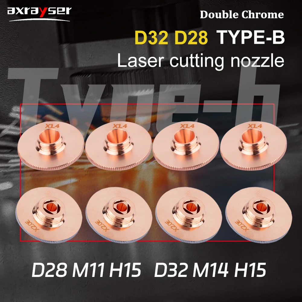 Dysze laserowe o wysokiej prędkości D28 32mm M11 M14 dwuwarstwowe chromowane do głowic laserowych Raytools WSX HSG HANS Precitec
