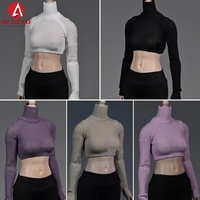 1/6 Female Long Sleeve High Collar midriff-baring Sweater Tight Clothes Model Fit 12'' Worldbox TBL JO BJD Action Figure Body