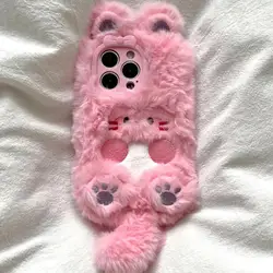 Autumn Winter Cute Plush Cat Phone Case for IPhone 15 14 Pro Max 11 13 12 Mini XR 6 8 7 Plus X XS SE Cute Cover Shockproof Case