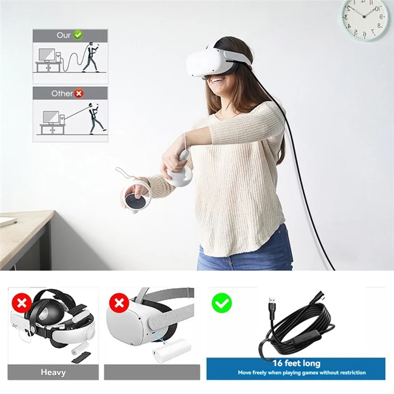 A42Z-For Meta Quest 3S /3/2 USB3.2 Gen1 Cable Charging Cable Pico4 3.0 USB Cable Type C Data Transfer USB To C Cable