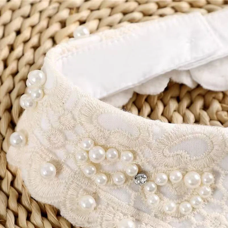 Ladies Women Adult Detachable Shirt Fake Collar Vintage lace pearl False Collar Blouse Neckwear Clothing Accessories wholesale