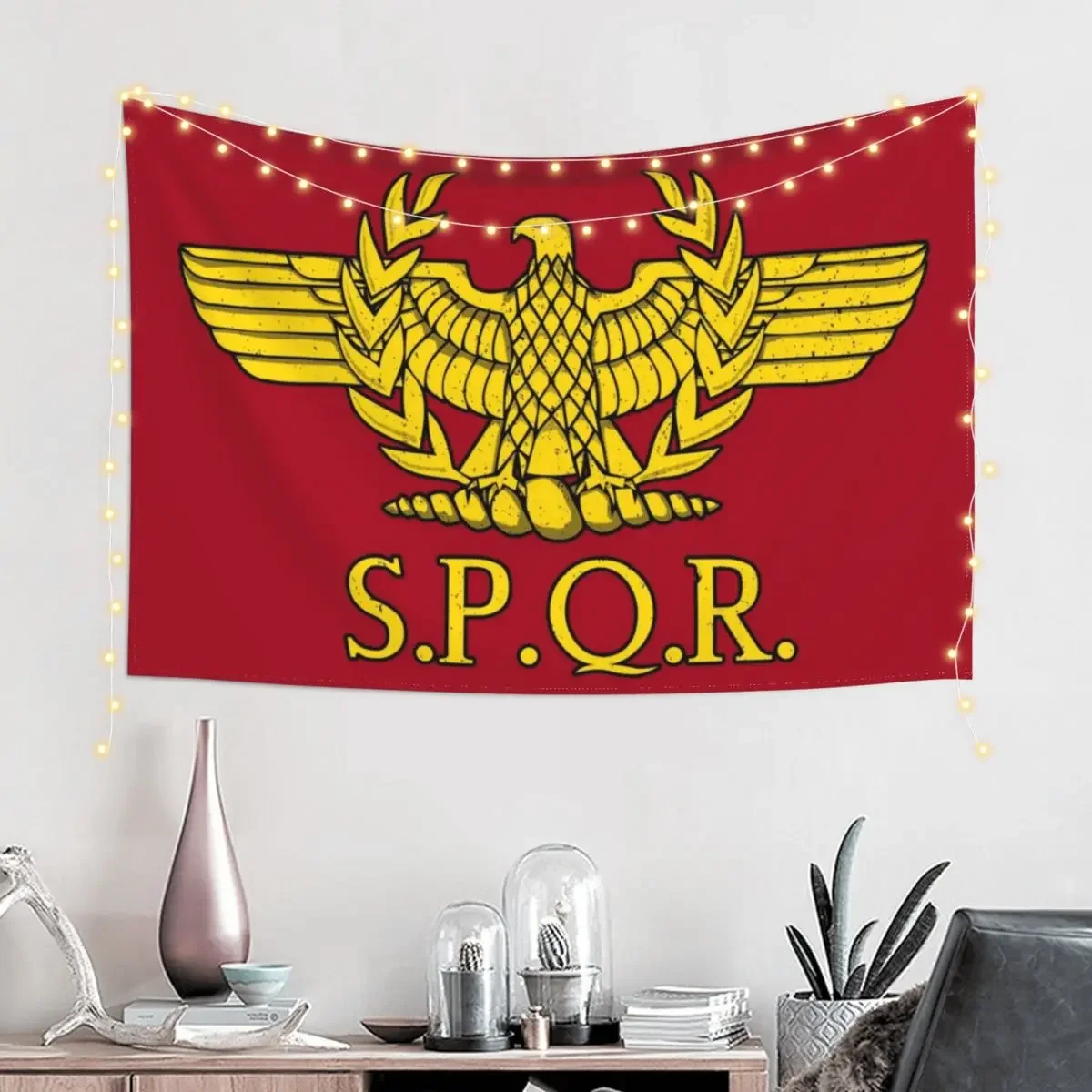 Roman Standard - Rome - SPQR - Roman Empire Gold Tapestry Room Decorations Aesthetic Wall Mural Decoration For Rooms Tapestry