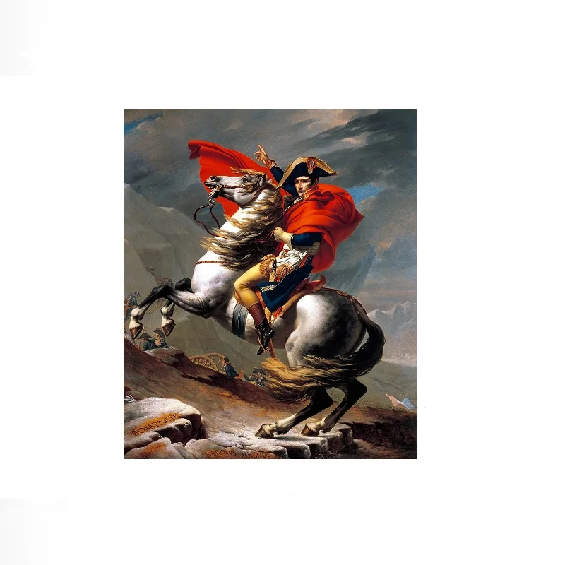 Napoleon Crossing the Alps Jacques-Louis David 1801 Painting, Art Print Canvas Poster, Living Room Decor, Home Wall Picture