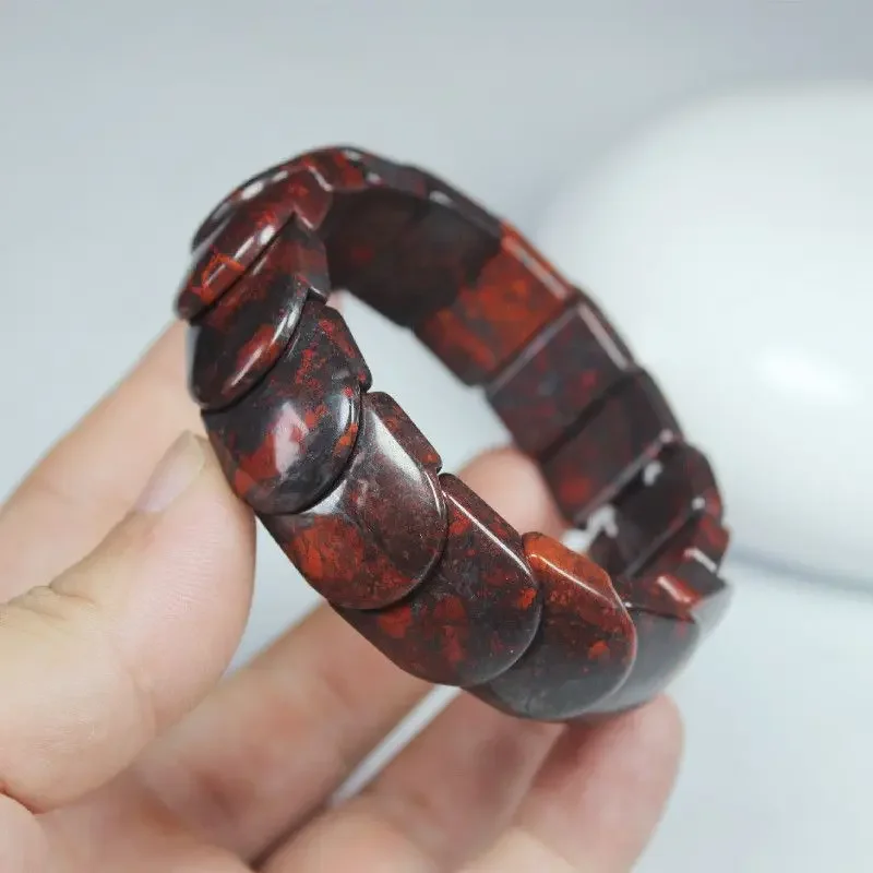 Wide chicken blood men's shell-shaped hand, lucky transfer bracelet, high-end bracelet.