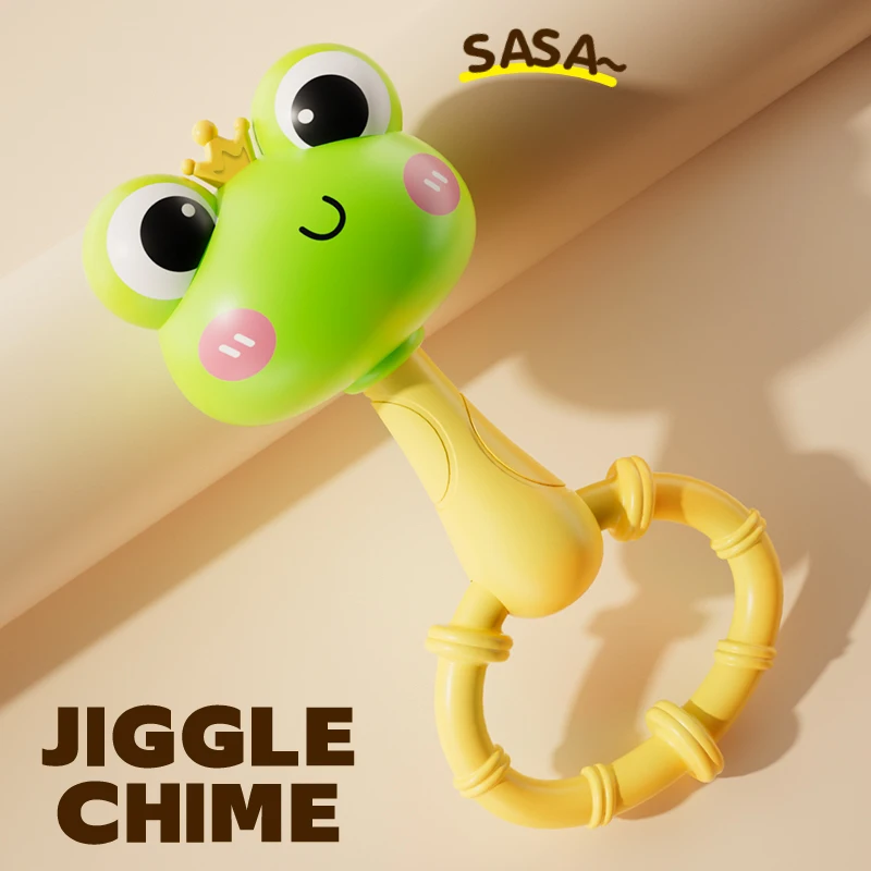 لعبة عصا الجرس المحمولة على شكل ضفدع الدجاج المطاطي الناعم للأطفال