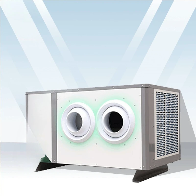 Energy-efficient industrial cooling: split air conditioning with scroll compressor, housing AC, and solar options