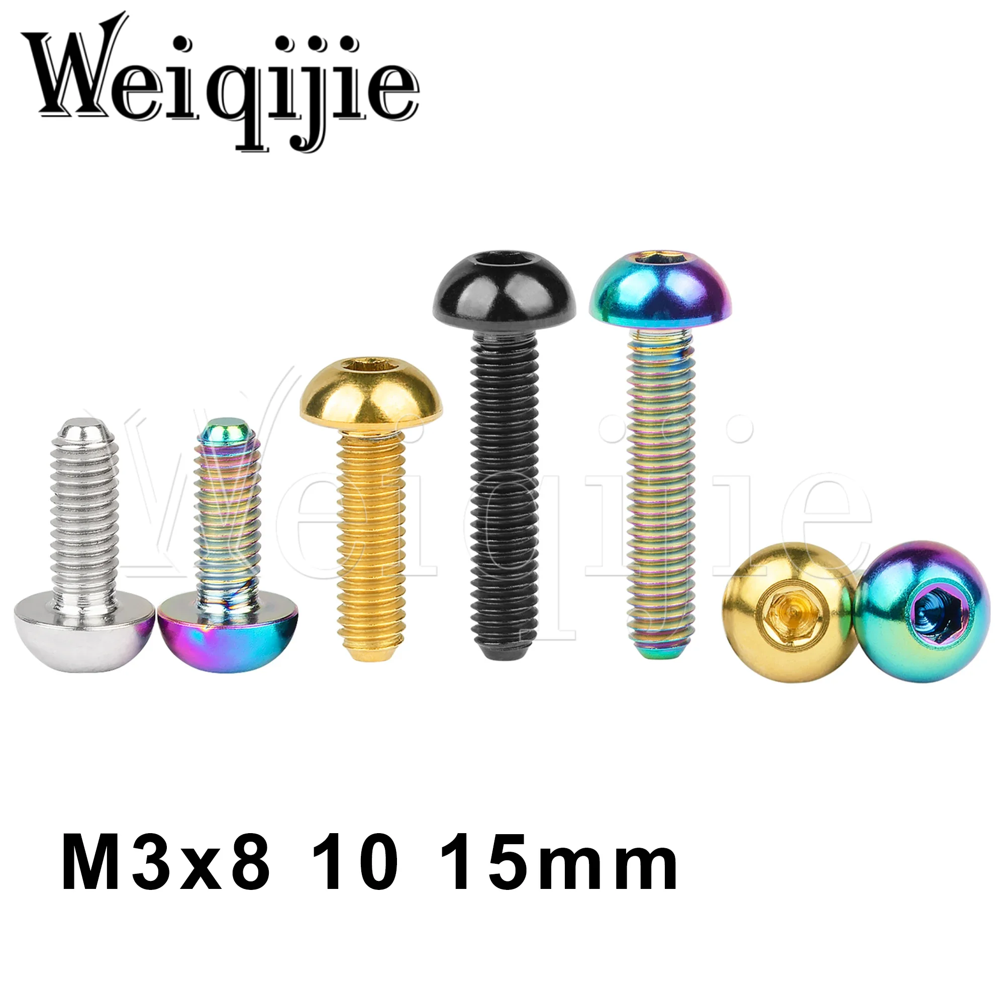 

Weiqijie 6pcs Dome Head Titanium Bolt M3x 8 10 12 15mm Allen Bicycle Key Head