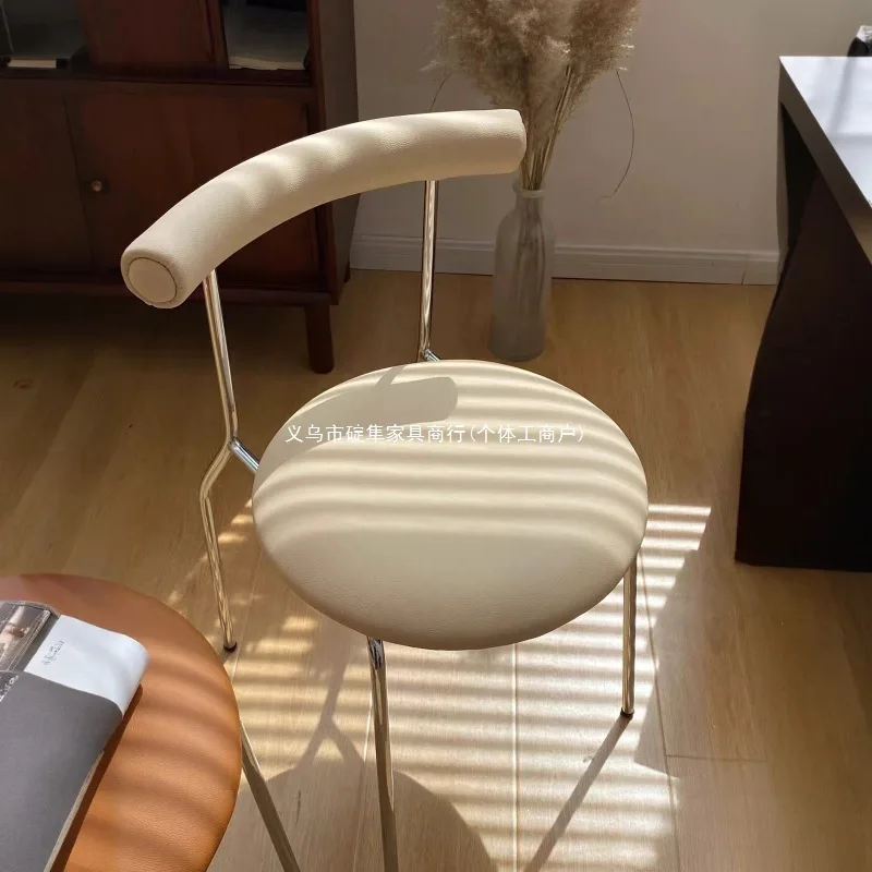 Nordic Light Luxury Cream Style Dining French Household White Dining Table and Chairs Simple Makeup Stool Feeling Medieval Chair