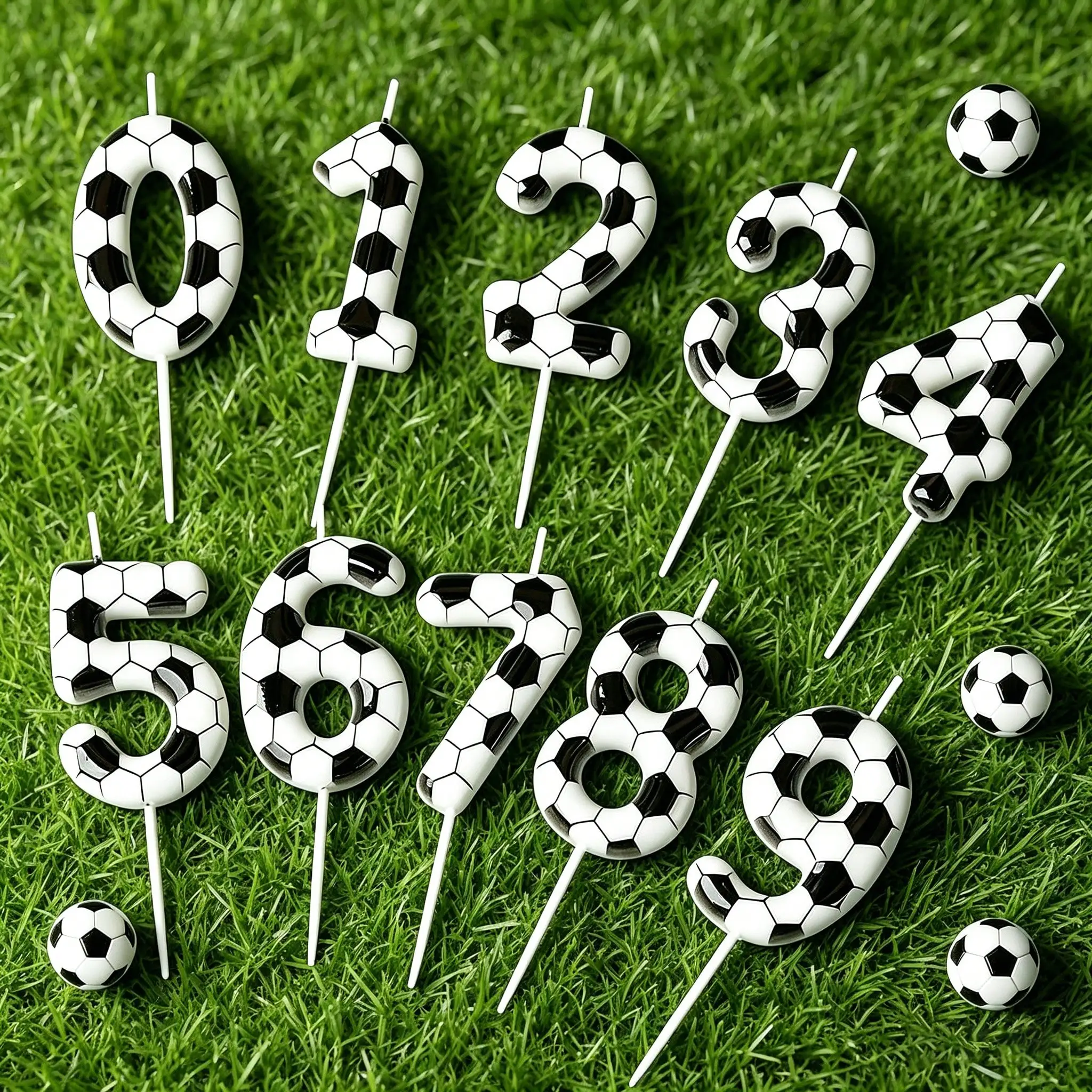 Bougie de football pour anniversaire, bougies numérotées de 0 à 9, bougie de gâteau pour garçons, décoration de gâteau sur le thème du football pour fête d'anniversaire
