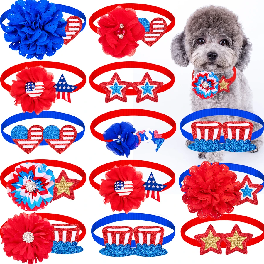 60/120PCS 4th of July Decorations 2022 NEW Dog Bow Tie Dog Accessories for Small Dogs Supplies Pets Free Shipping