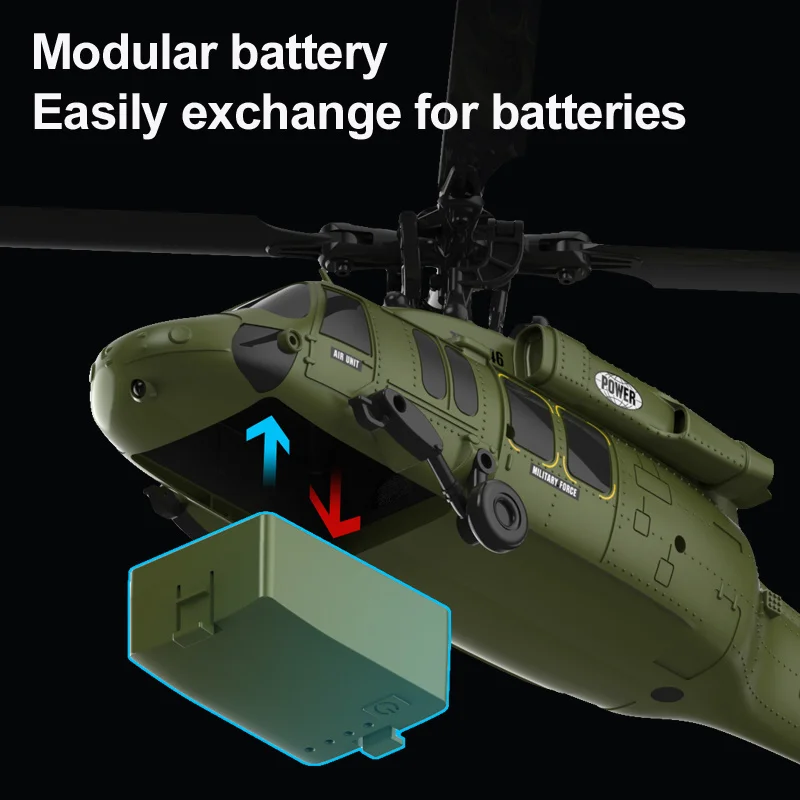 Black Hawk K200 6ch Rc Helicopter U9901 Met Borstelloze Motor Hoogte Hold Optische Stroom 3d Roll Helikopter Model Speelgoed