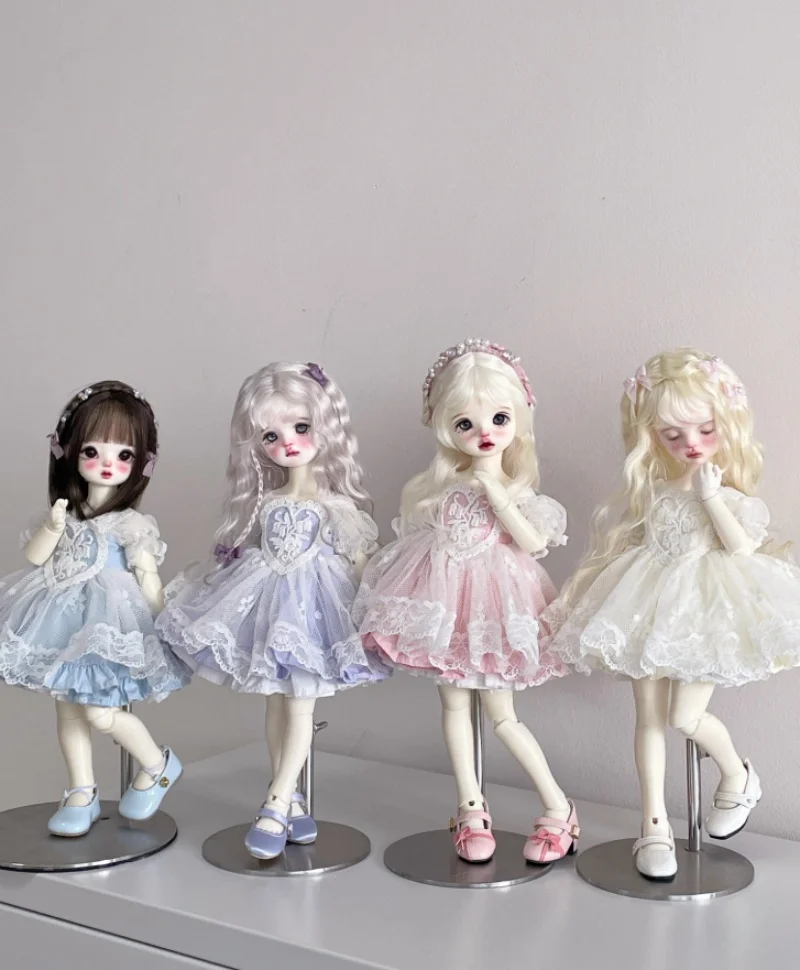 

bjd doll clothes are suitable for 1/6 size short-sleeved chiffon dress sets as doll accessories