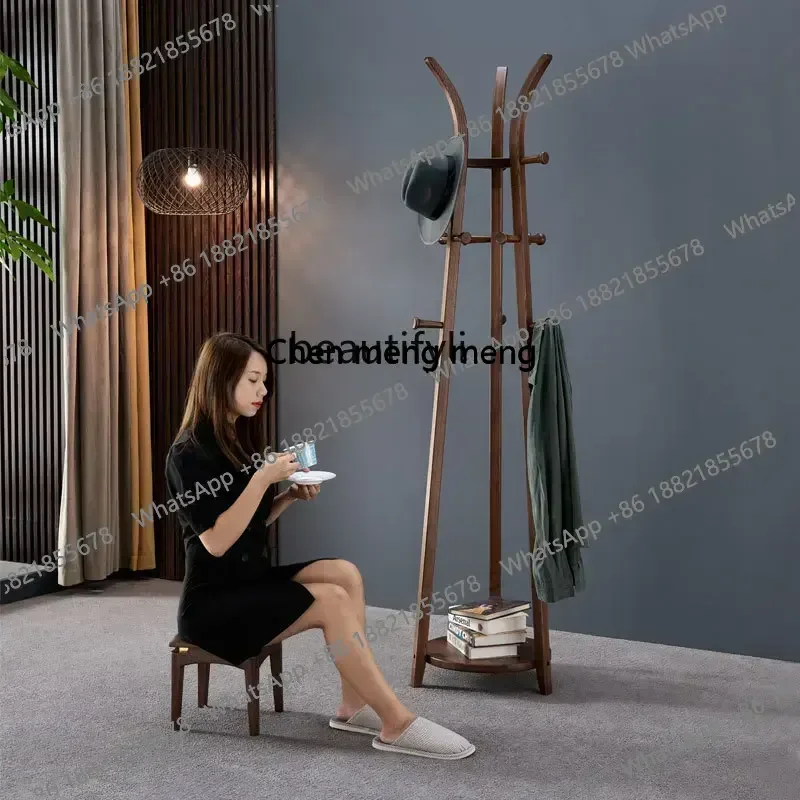 Solid Wood Floor Bedroom Hanger Home Indoor Hanger Multi-Functional Living Room New Chinese Style Minimalist Creative