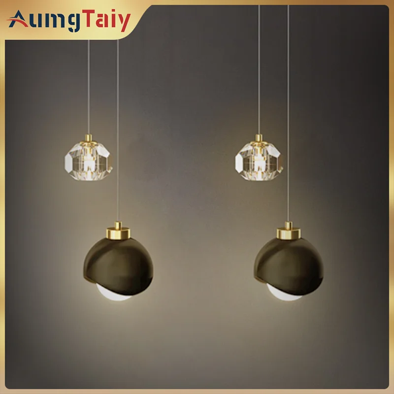 Nordic Crystal Ball Led Ceiling Chandelier Living Dining Room Bar Home Decor Pendant Lamp Bedroom Loft Hanging Light Fixture